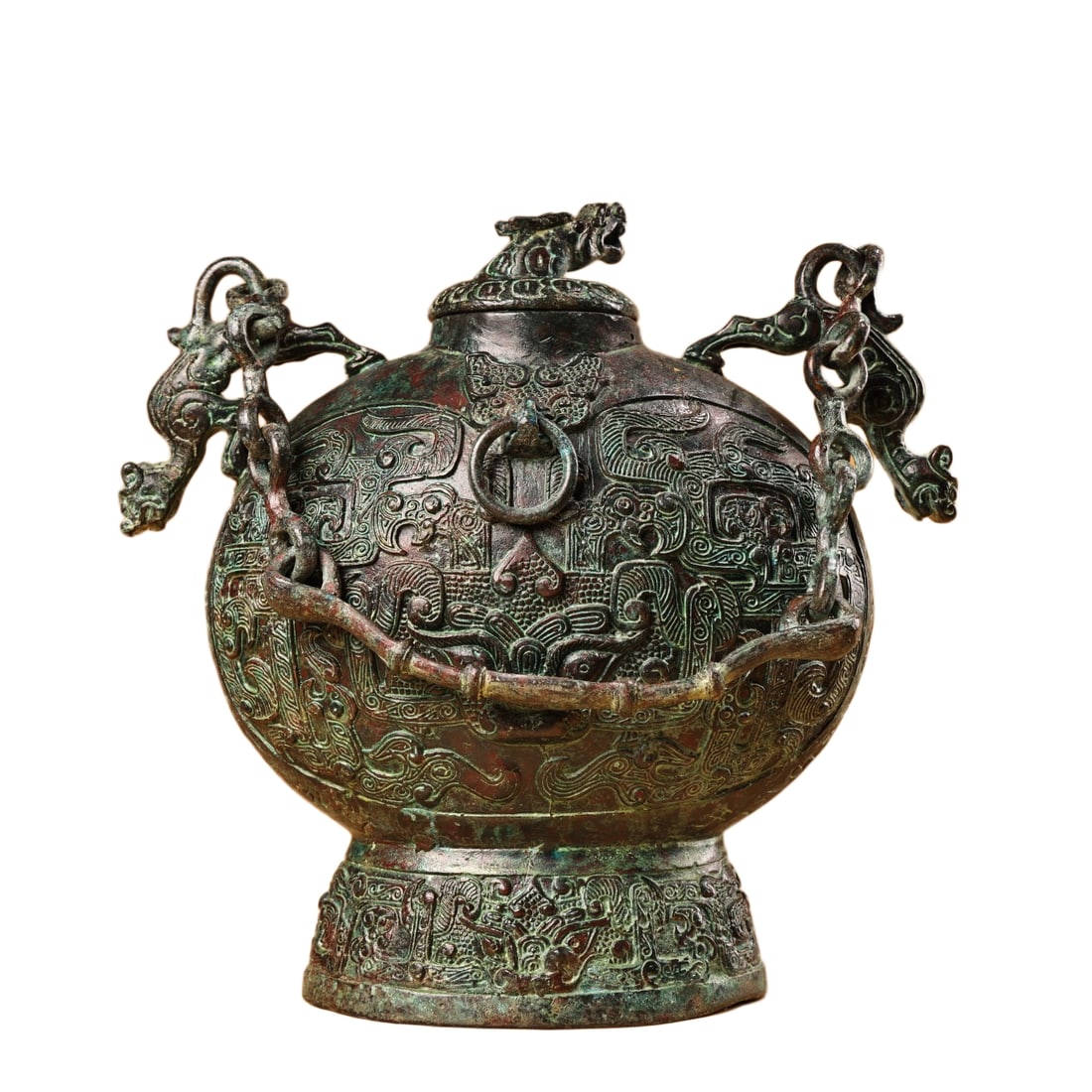 Vintage Chinese Bronze Divine Beast Pot: Vintage Chinese Bronze Divine Beast PotDimension: 230 x 210 (mm)9.05 x 8.27 (inches) Weight:5.07 lbs/ 2300 g