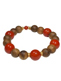 Hand Woven Chenxiang Wood & Nanhong Agate Beads Bracelet
