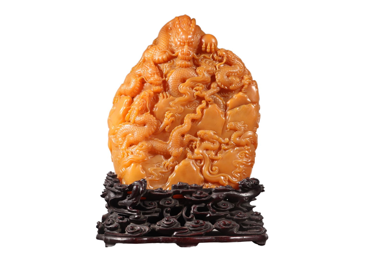 Superb Vintage Chinese Tinhuang Stone Carved Fortune Dragon Statue (1 of 11)