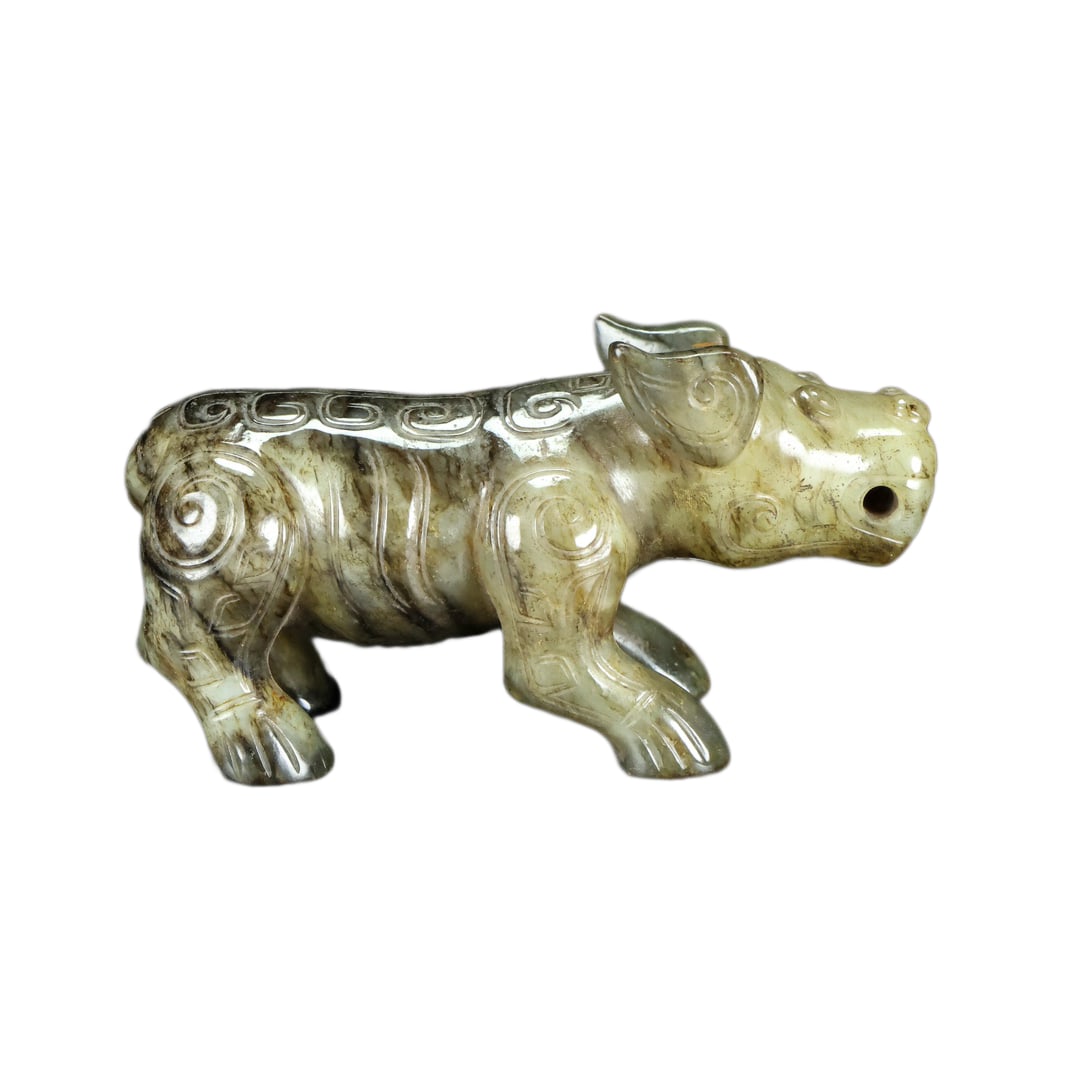 Vintage Chinese Hetian Jade Carved Fortune Beast Statue (1 of 10)