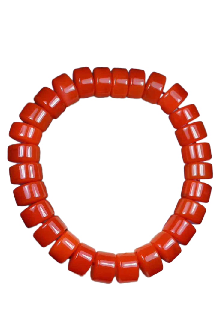 Hand Woven Chinese Nanhong Agate Beads Bracelet (1 of 7)