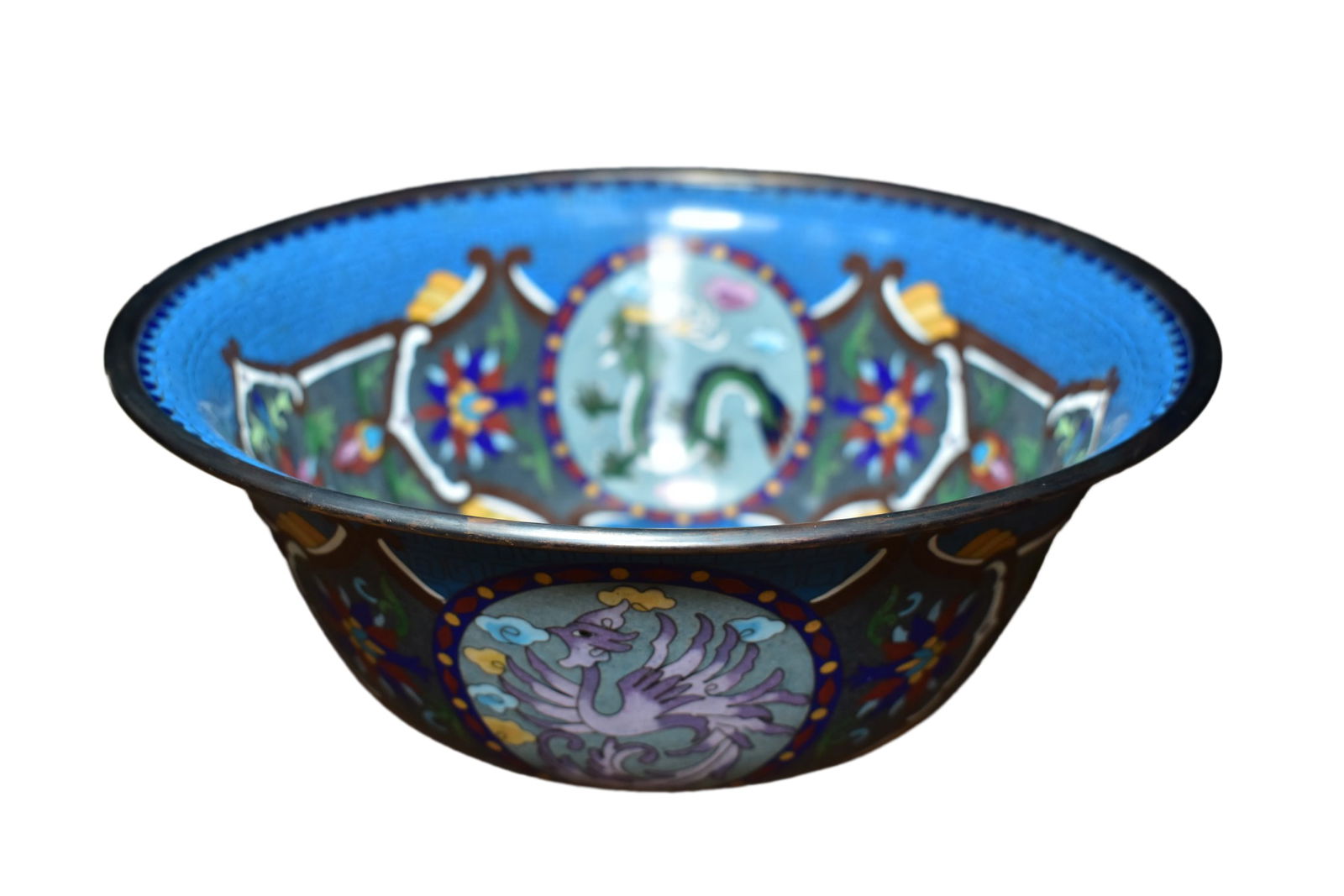 Vintage Chinese Copper Cloisonne Bowl (1 of 10)