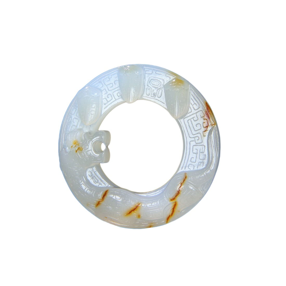 Chinese Agate Carved Fortune Dragon Ring Pendant (1 of 9)