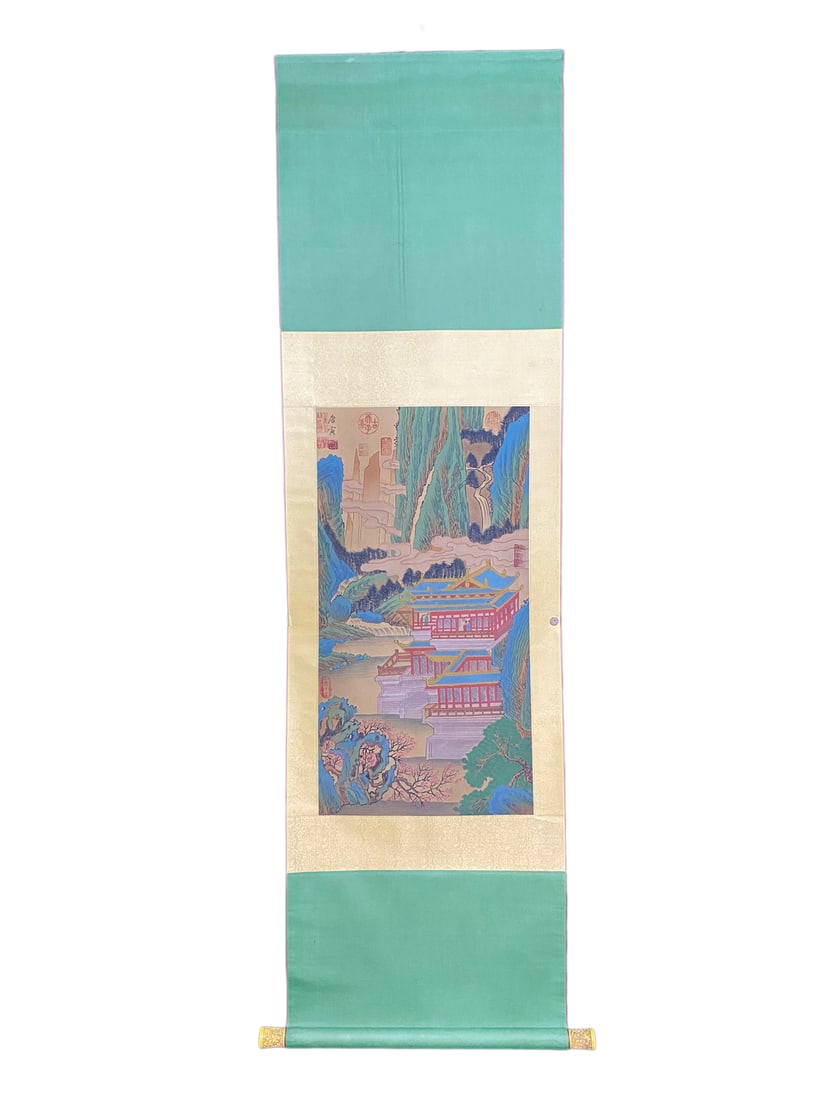 Chinese Watercolour On Silk Mountain River Scene Design Painting - Tang Yin (1 of 10)