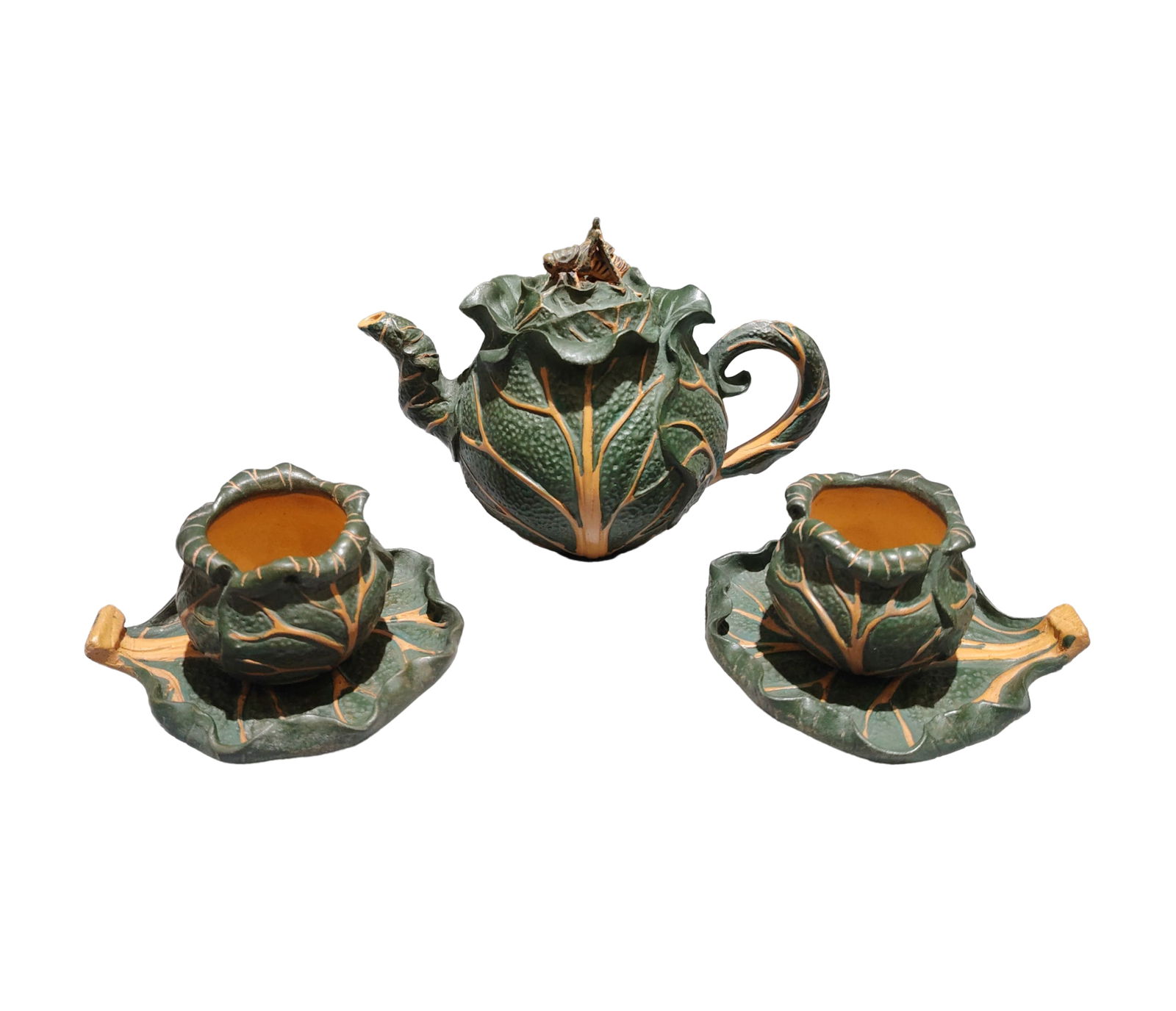 A Set Antique Chinese Yixing Zisha Fortune Cabbage Teapot w Cups (1 of 13)