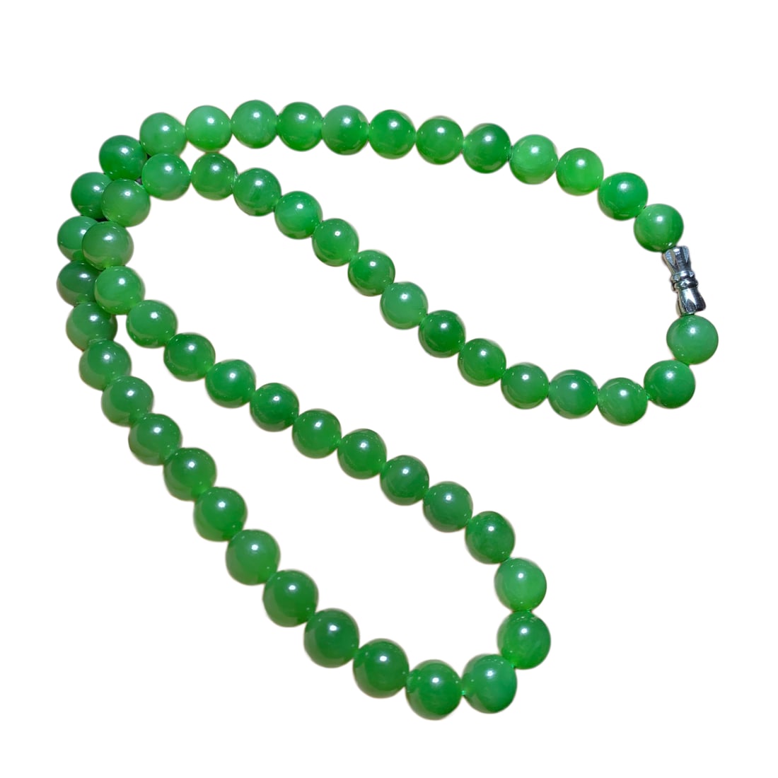 Superb Chinese Green Hetian Jade Beads Necklace (1 of 9)