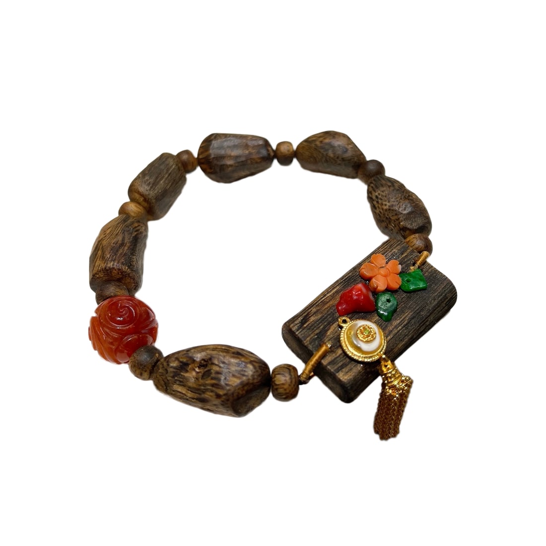 Hand Woven Chenxiang Wood Beads Bracelet (1 of 7)
