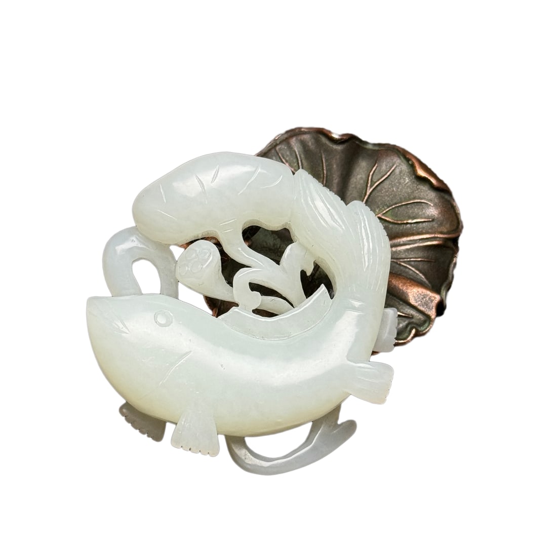 Chinese Hetian Jade Carved Fish Pendant (1 of 10)