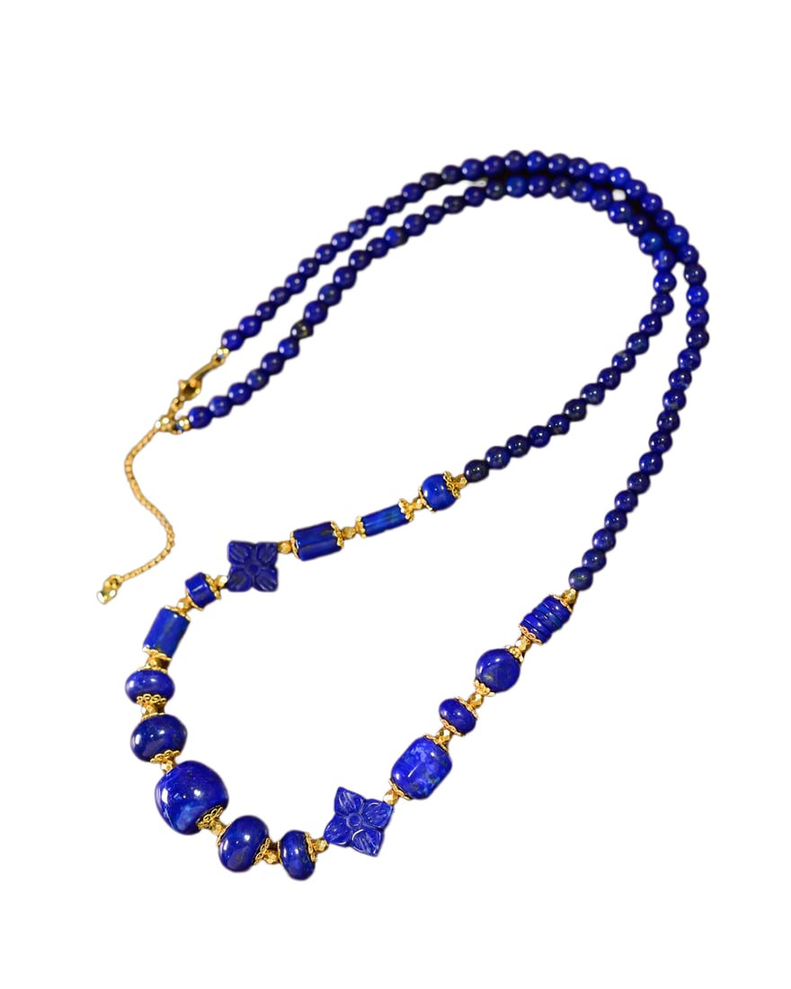Hand Woven Lapis Lazuli Beads Necklace (1 of 7)