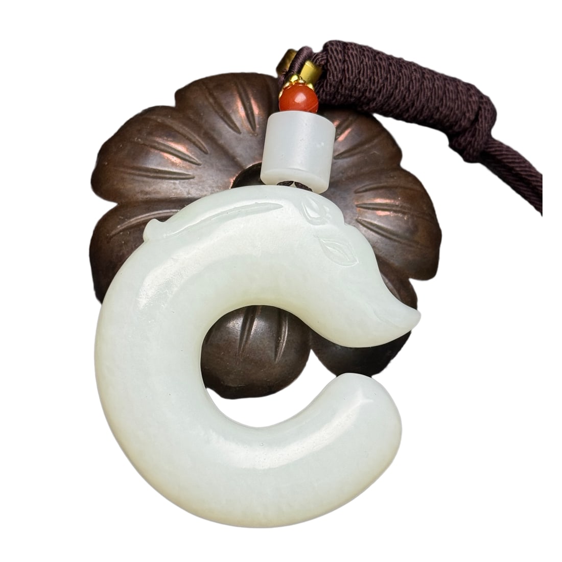 Chinese White Hetian Jade Carved Dragon Pendant (1 of 10)