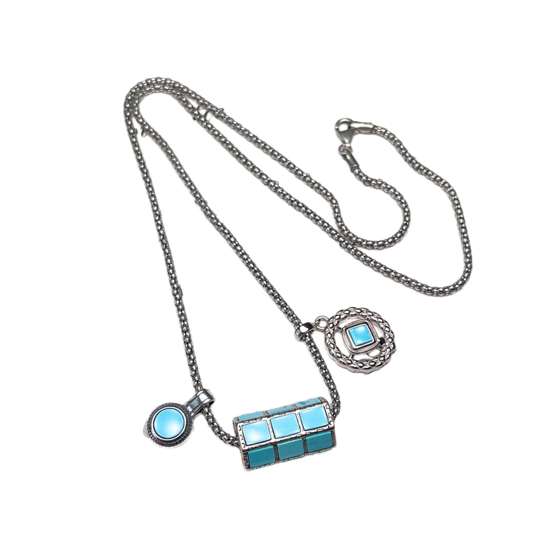 Beautiful Silver Inlay Turquoise Lucky Pendant (1 of 9)
