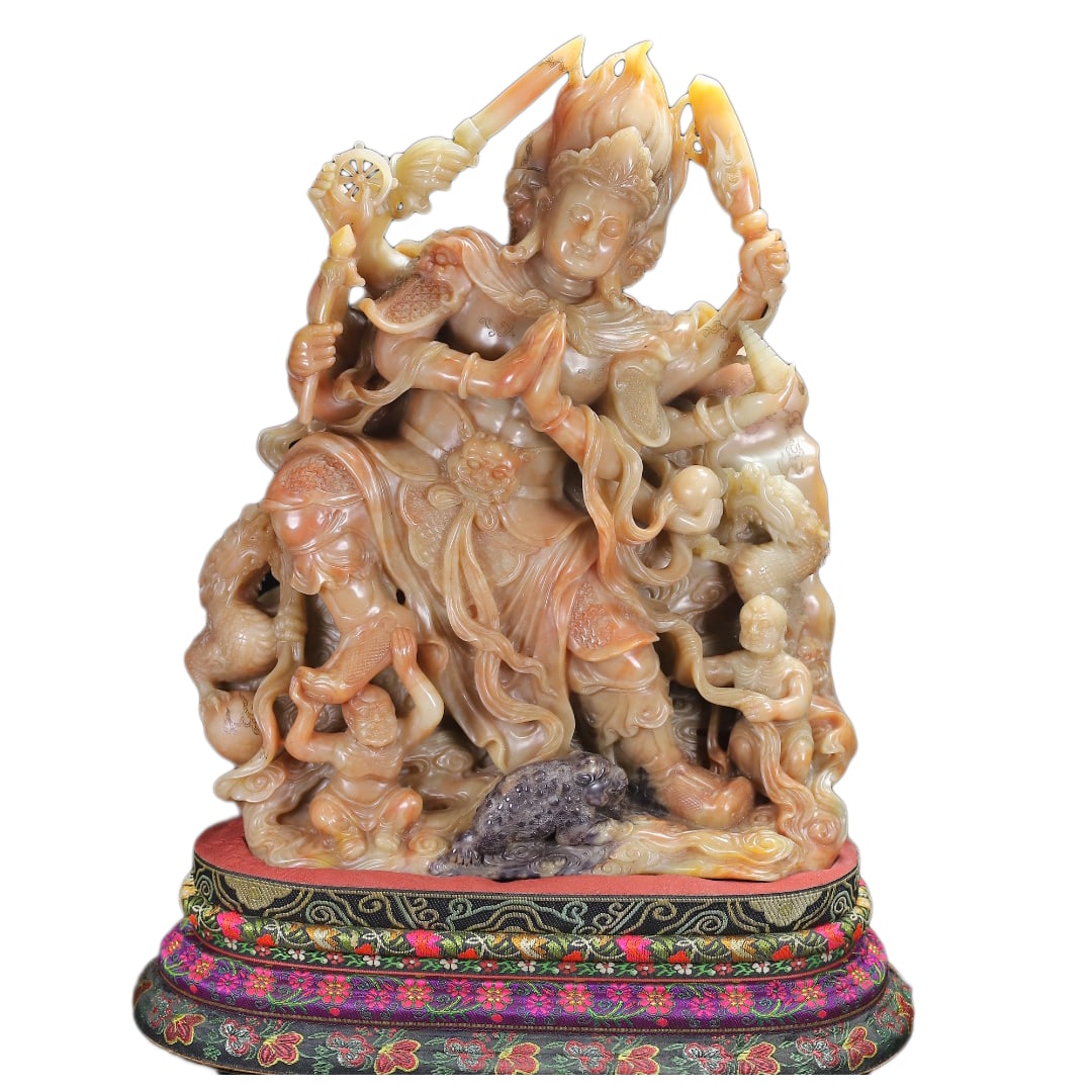 Superb Vintage Chinese Shoushan Stone Carved Acalanatha Statue (1 of 11)