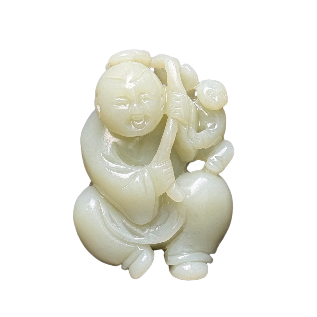 Chinese Hetian Jade Carved Kid Statue (1 of 10)