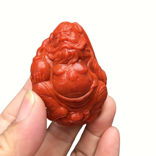 Chinese Nanhong Agate Carved Heavenly Ghostcatcher Pendant (1 of 8)