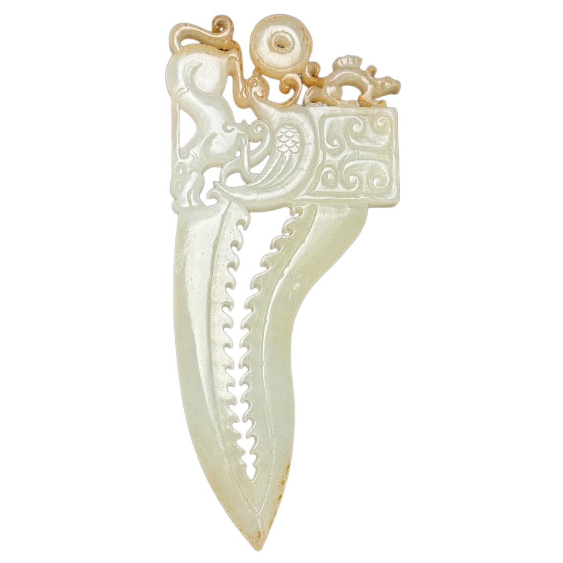 Vintage Chinese Hetian Jade Carved Dragon Phoenix Statue: Vintage Chinese Hetian Jade Carved Dragon Phoenix StatueDimension: 133 x 60 x 7 (mm)5.24 x 2.36 x 0.27 (inches)