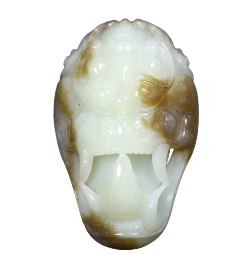 Superb Chinese Hetian Jade Carved Beast Face Belt Buckle (1 of 10)