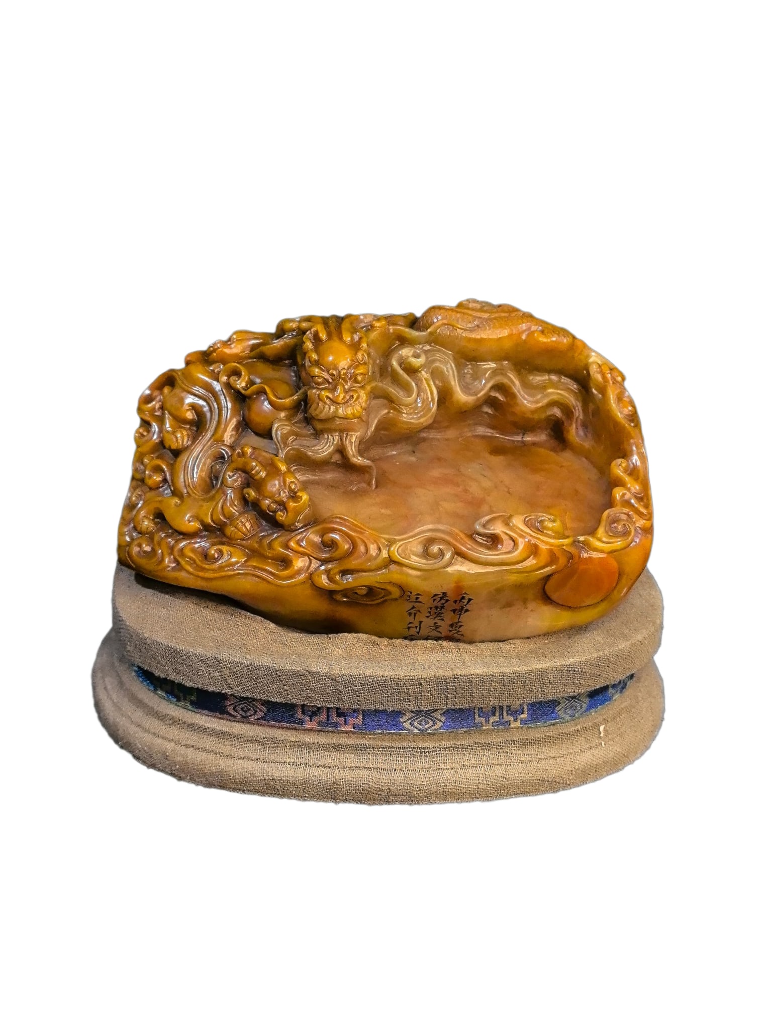 Superb Vintage Chinese Tianhuang Carved Fortune Dragon Seal Statue (1 of 10)