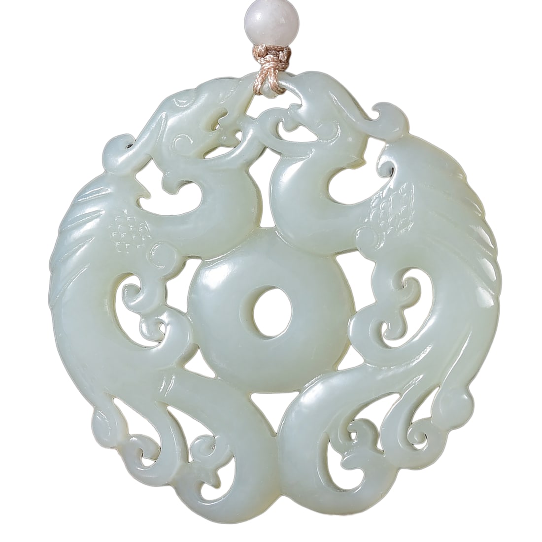 Openwork Chinese Hetian Jade Carved Phoenix Pendant (1 of 7)