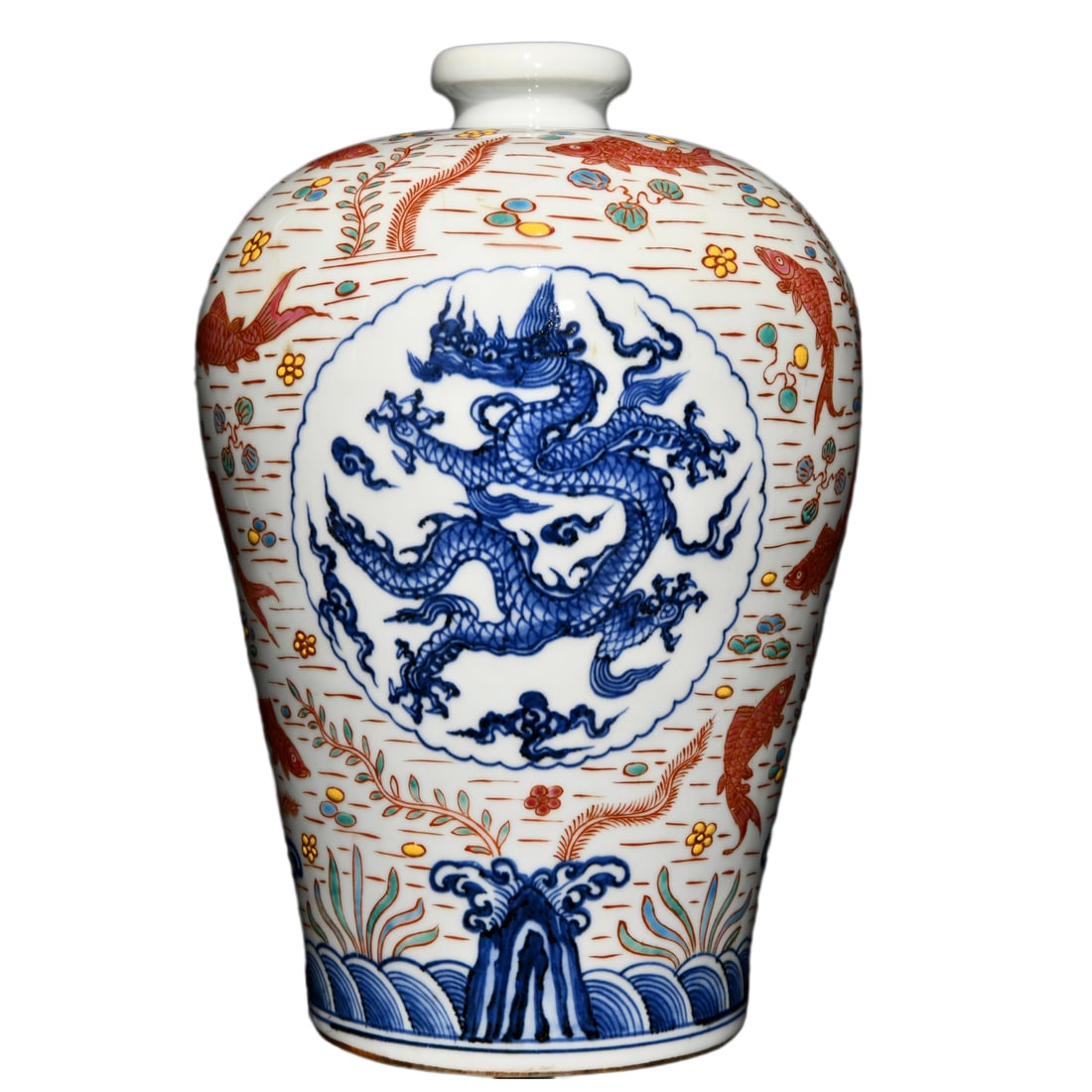 Chinese Blue And White Porcelain + Wucai Clouds Dragon Design Porcelain Vase (1 of 10)