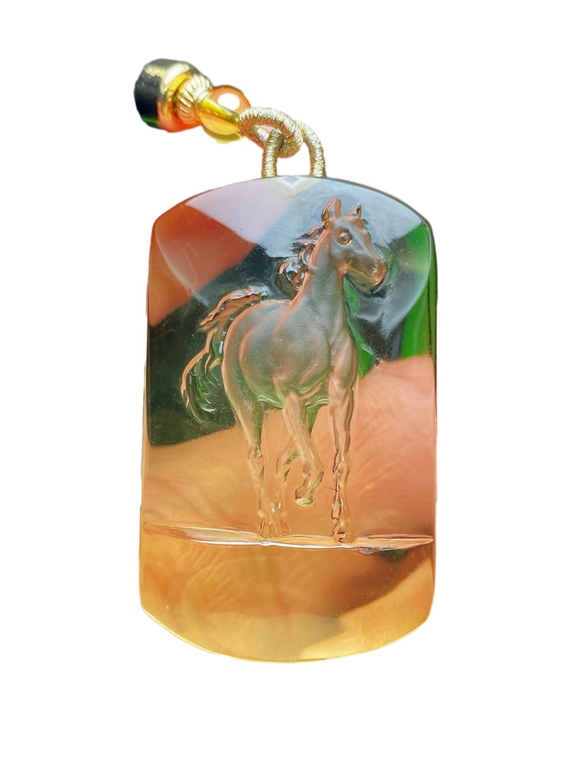 Beautiful Yellow Crystal Carved Fortune Horse Pednant (1 of 7)