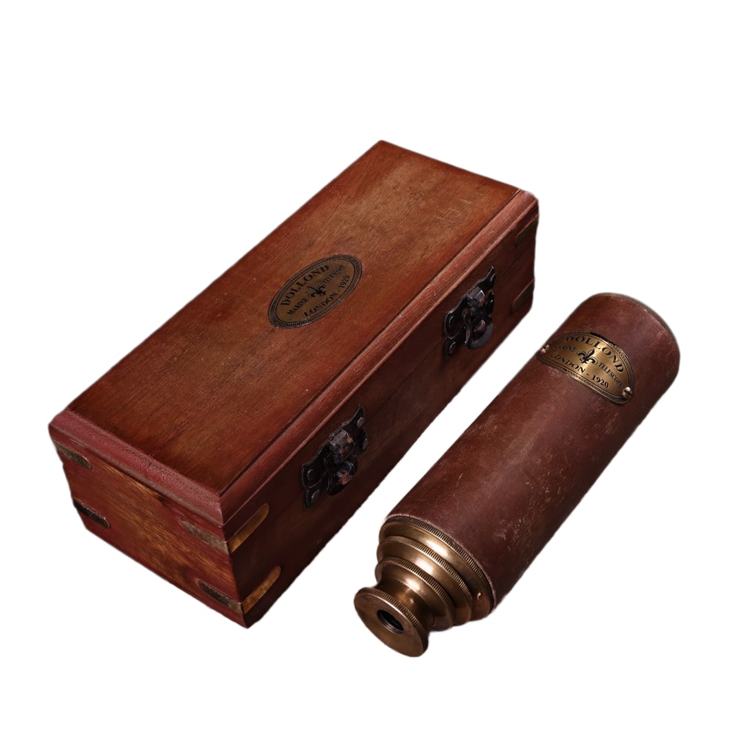 Vintage Copper Telescope Statue w Wood Box (1 of 10)