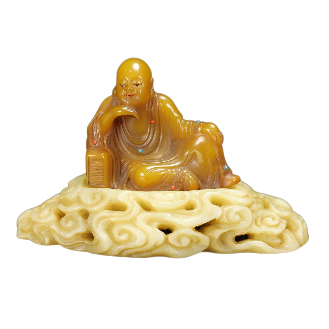 Vintage Chinese Tianhuang Stone Carved Arhat Statue (1 of 11)