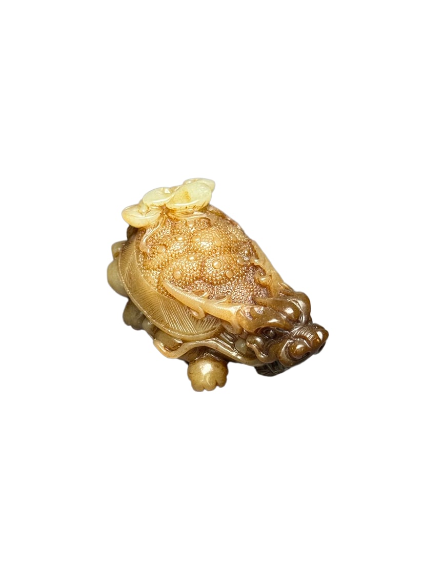 Vintage Chinese Hetian Jade Carved Dragon Turtle Statue (1 of 10)