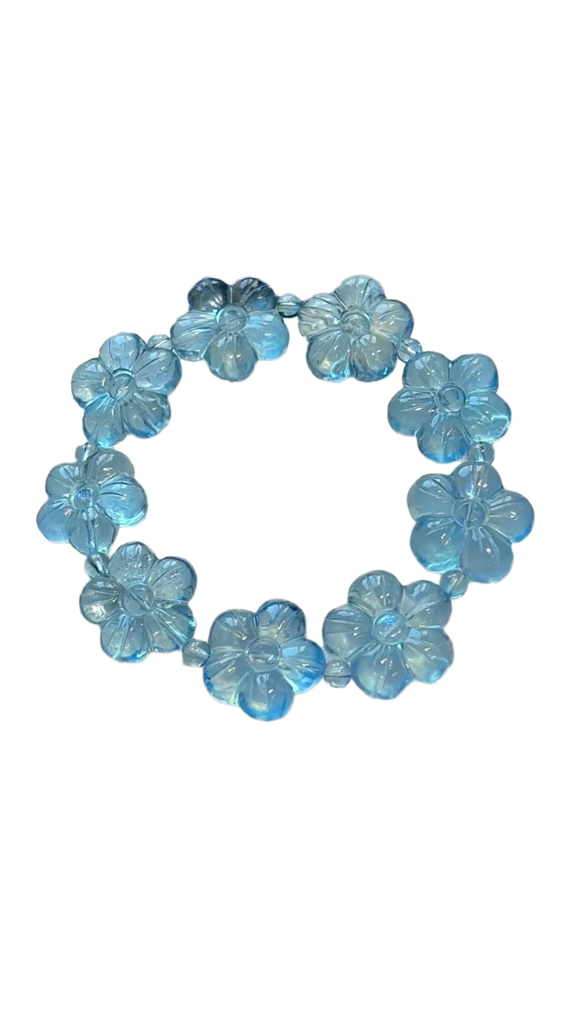 Hand Woven Natural Aquamarine Carved Flowers Beads Bracelet (1 of 7)