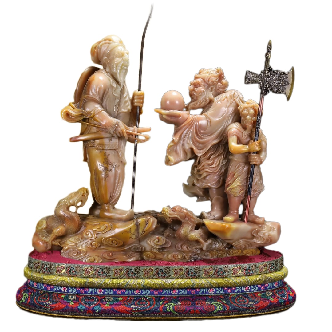 Superb Vintage Chinese Shoushan Stone Carved Figure Statue (1 of 12)