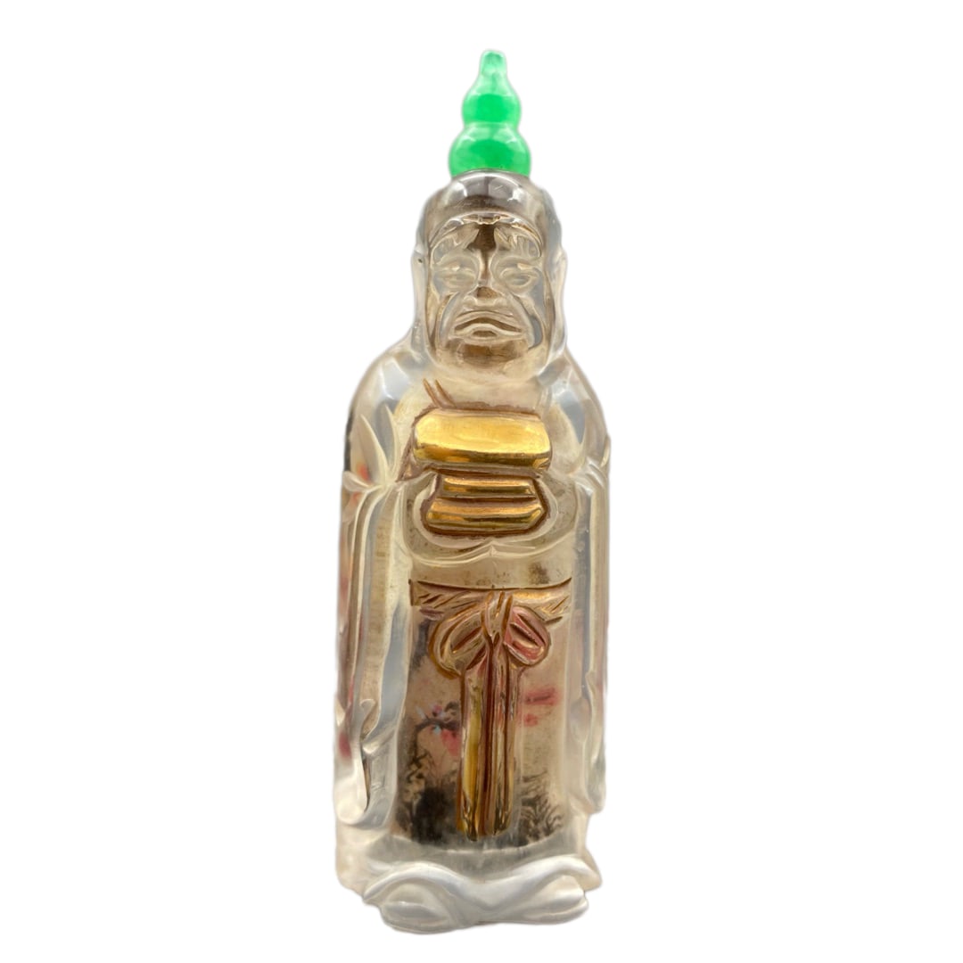 Old Chinese Peking Glass Figure Snuff Bottle w Stopper: Old Chinese Peking Glass Figure Snuff Bottle w StopperDimension: 98 x 32 x 27 (mm)3.86 x 1.26 x 1.06 (inches) Weight: 0.20 lbs/ 89 g