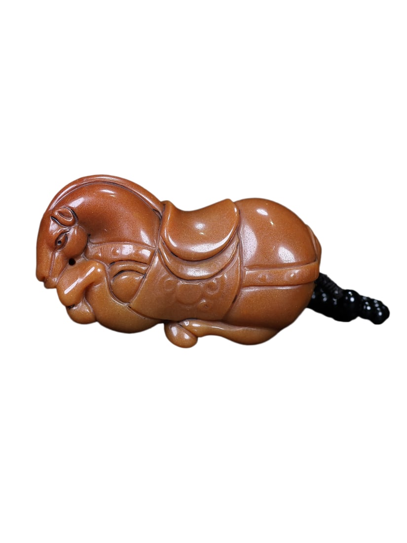 Chinese Shoushan Stone Carved Fortune Horse Pendant (1 of 11)