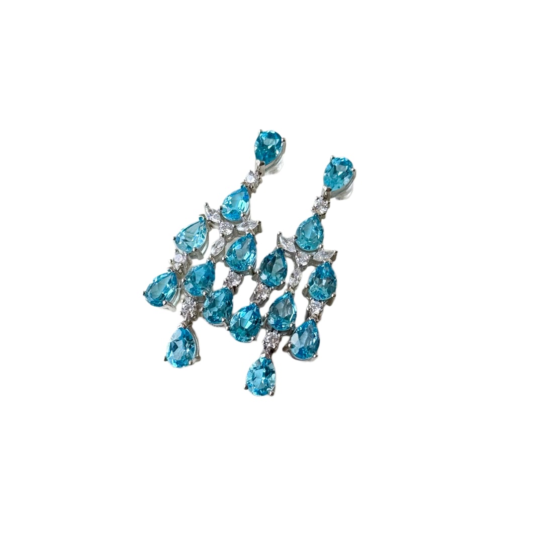 A Paie Beautiful 925 Silver Inlay Blue Topaz Earrings: A Paie Beautiful 925 Silver Inlay Blue Topaz Earrings