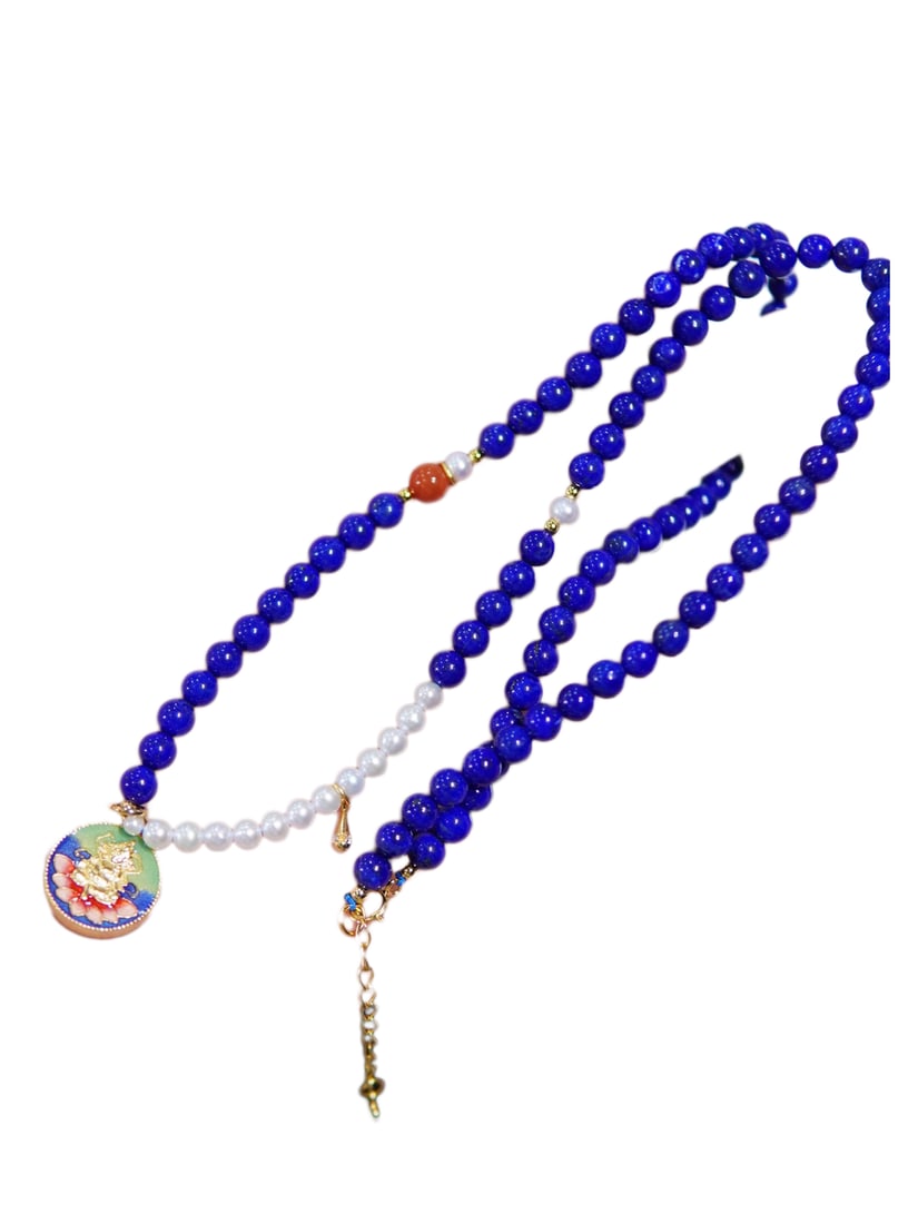 Beautiful Natural Lapis Lazuli & Pearl Beads Necklace (1 of 5)