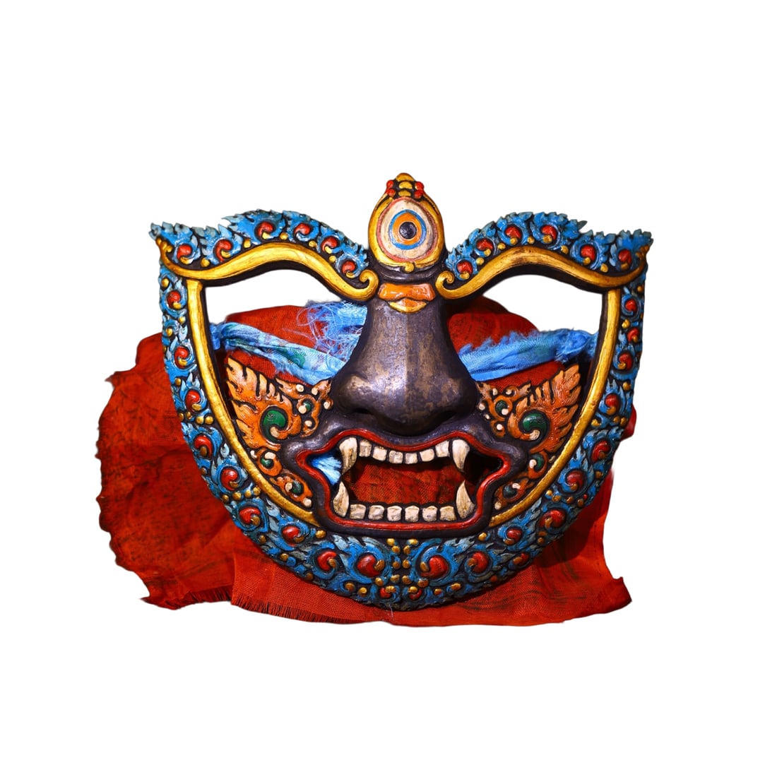 Vintage Colored Drawing Copper Mask Statue (1 of 10)