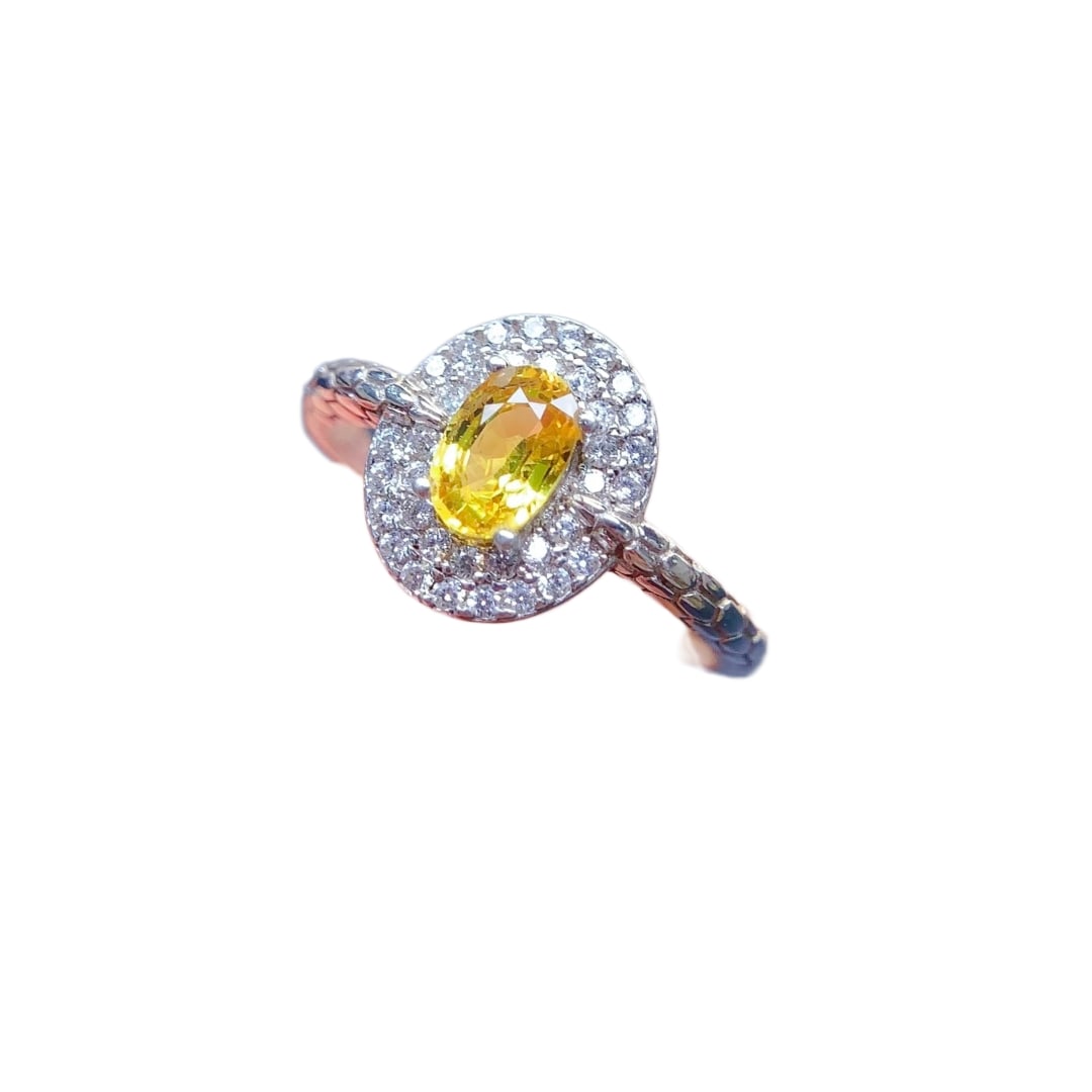 Beautiful 925 Silver Inlay Yellow Crystal Ring (1 of 7)
