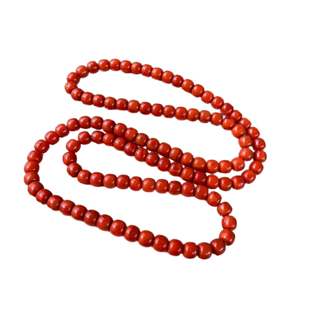Hand Woven Chinese Nanhong Agate Beads Necklace (1 of 7)