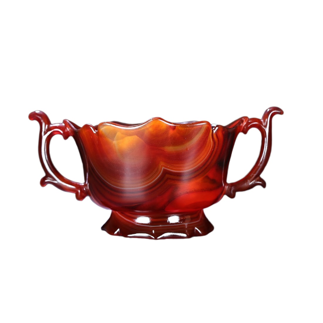 Chinese Agate Carved Double Ear Cup (1 of 9)