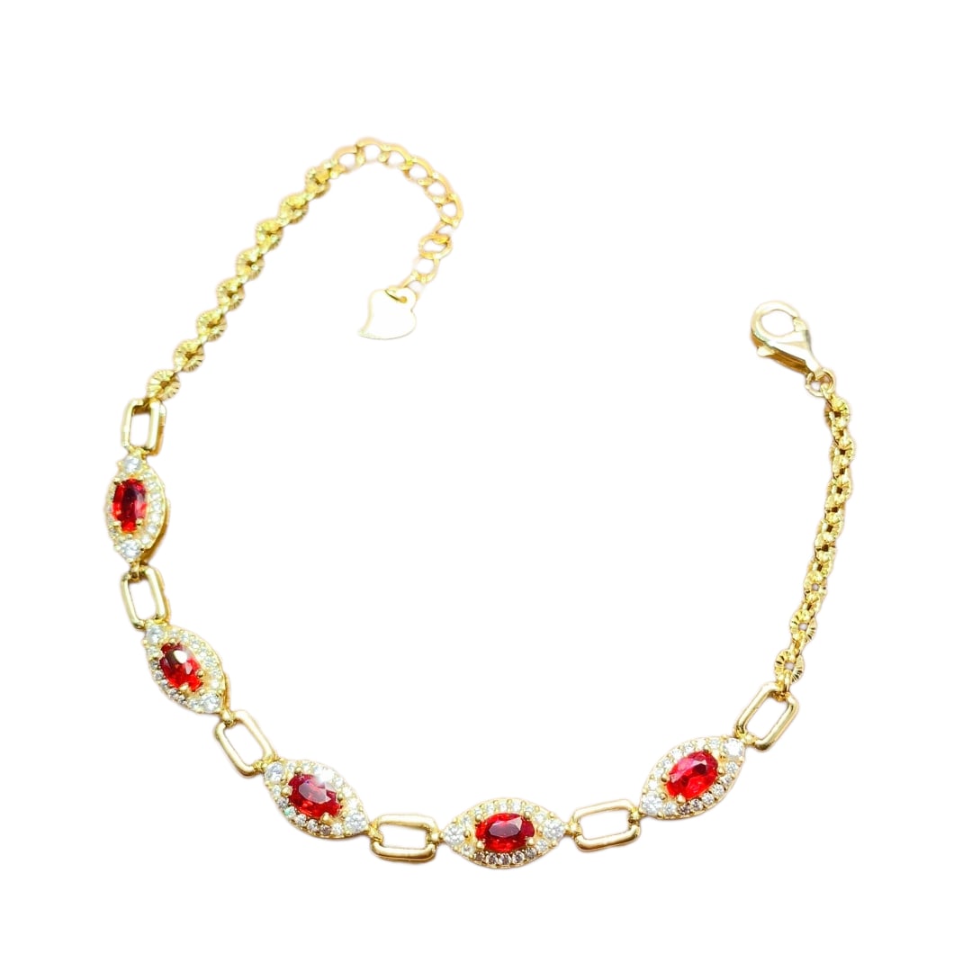 Beautiful 925 Silver Inlay Ruby Beads Bracelet: Beautiful 925 Silver Inlay Ruby Beads BraceletDimension: 3 x 5 (mm) 1.34 x 0.20 (inches)