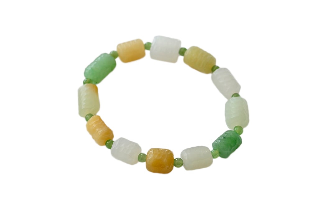 Hand Woven Chinese Hetian Jade Beads Bracelet (1 of 8)