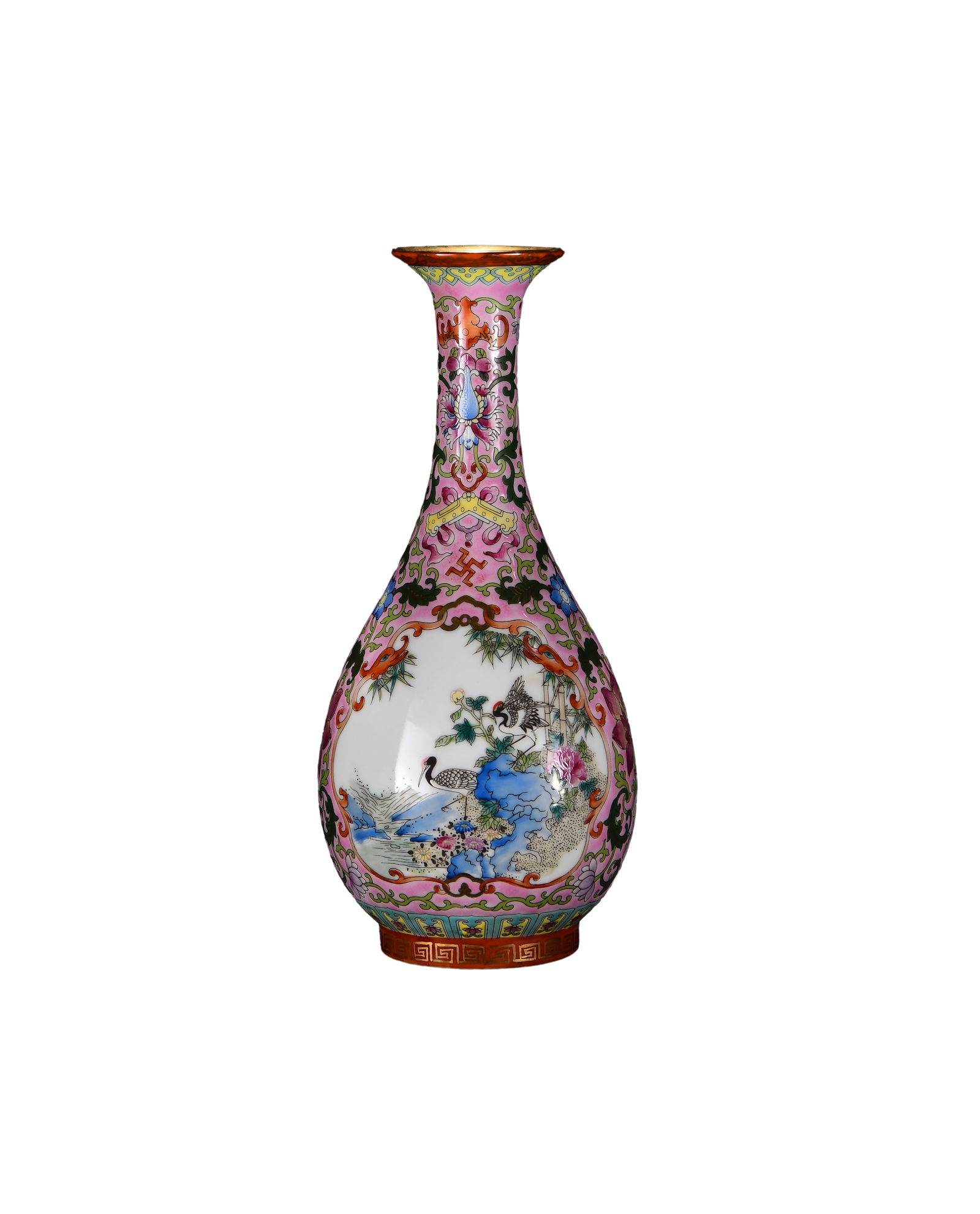 Chinese Gilt Edge Famille Rose Enamel Flowers Design Porcelain Vase: Chinese Gilt Edge Famille Rose Enamel Flowers Design Porcelain Vase Dimension: 260 x 110 (mm) 10.24 x 4.33 (inches)