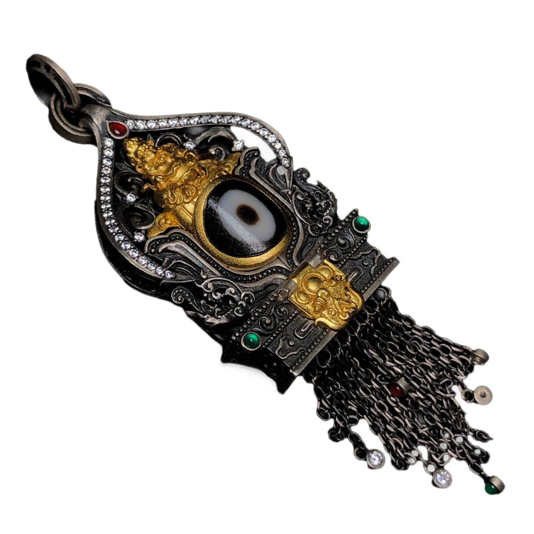 Beautiful 925 Silver Inlay DZI Agate Yellow Jambhala Pendant: Beautiful 925 Silver Inlay DZI Agate Yellow Jambhala PendantDimension: 58 x 22 (mm)2.28 x 0.87 (inches) Weight: 0.03 lbs/ 15.8 g