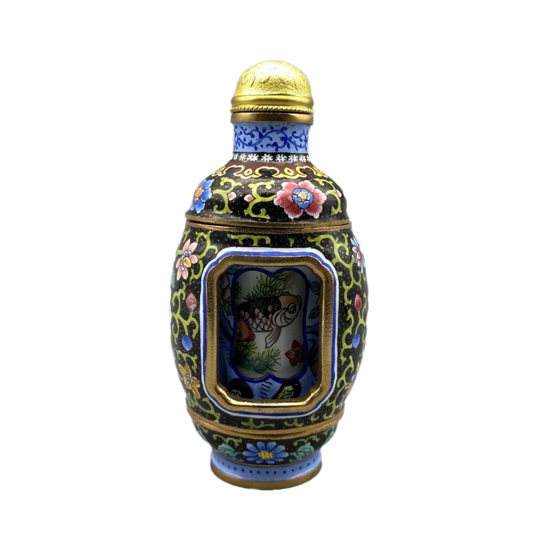 Chinese Copper Enamel Turn Heart Snuff Bottle: Chinese Copper Enamel Turn Heart Snuff BottleDimension: 80 x 39.5 (mm) 3.15 x 1.55 (inches) Weight: 0.29 lbs/ 133 g