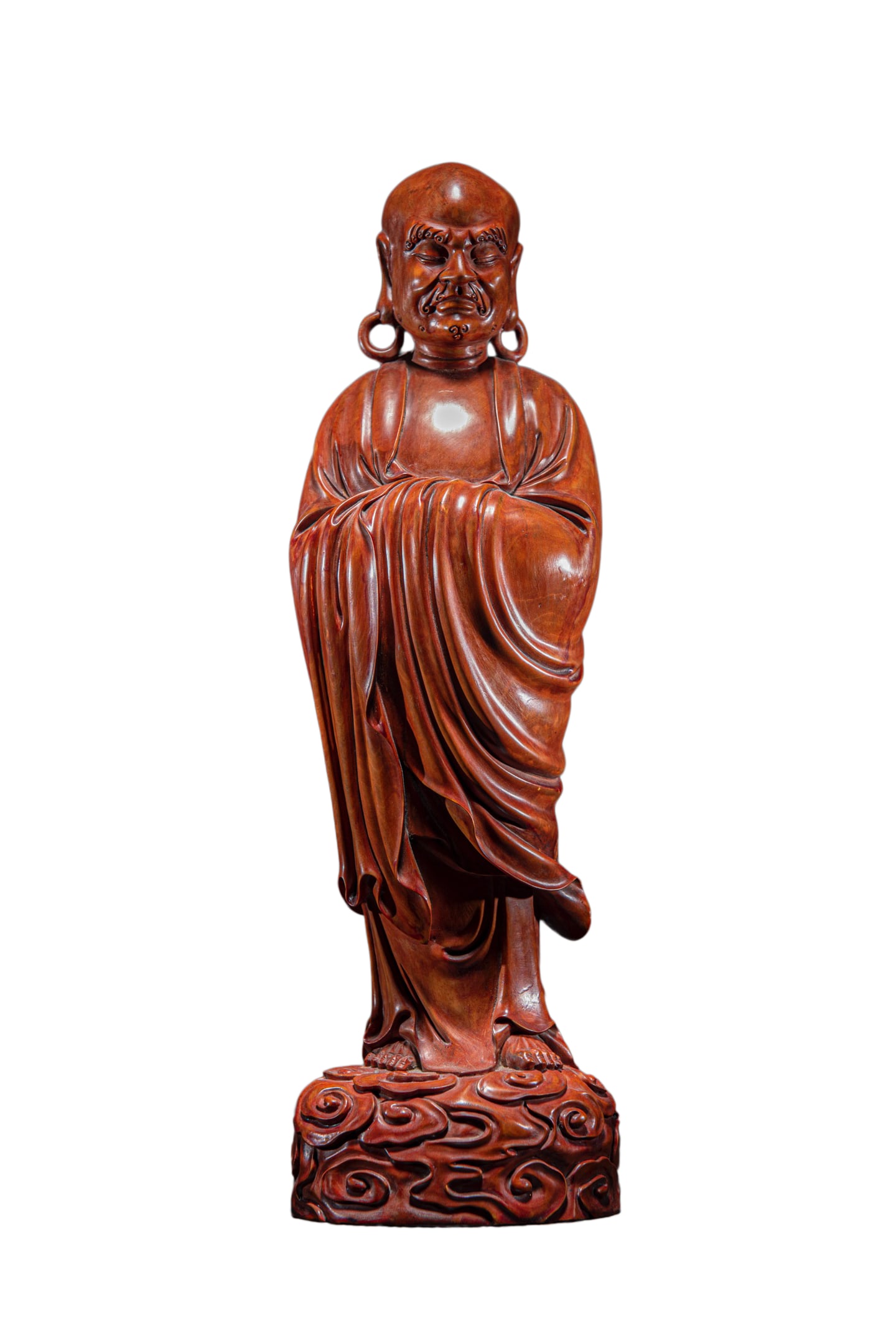 Vintage Chinese Boxwood Wood Carved Dharma Statue: Vintage Chinese Boxwood Wood Carved Dharma StatueDimension: 390 x 120 x 110 (mm)15.35 x 4.72 x 4.33 (inches)