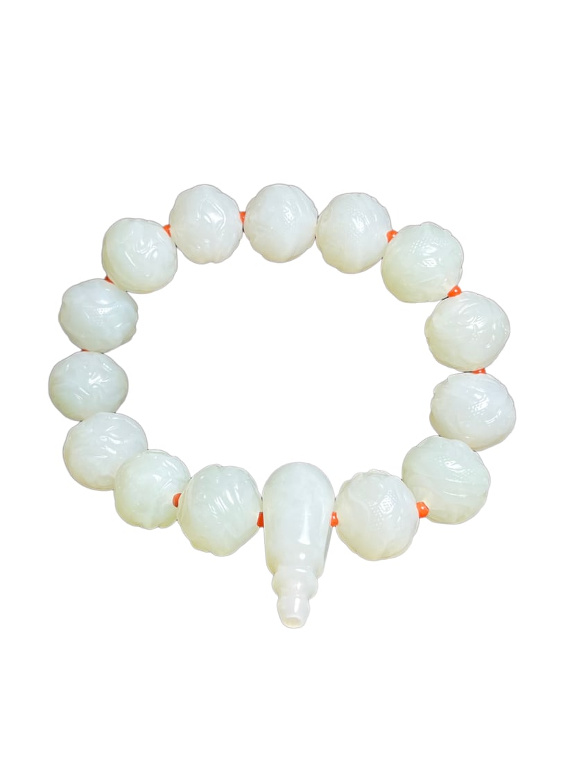 Hand Woven Chinese Hetian Jade Beads Bracelet: Hand Woven Chinese Hetian Jade Beads BraceletDimension: 16 (mm) 0.63 (inches) Weight:0.16 lbs/ 73 g