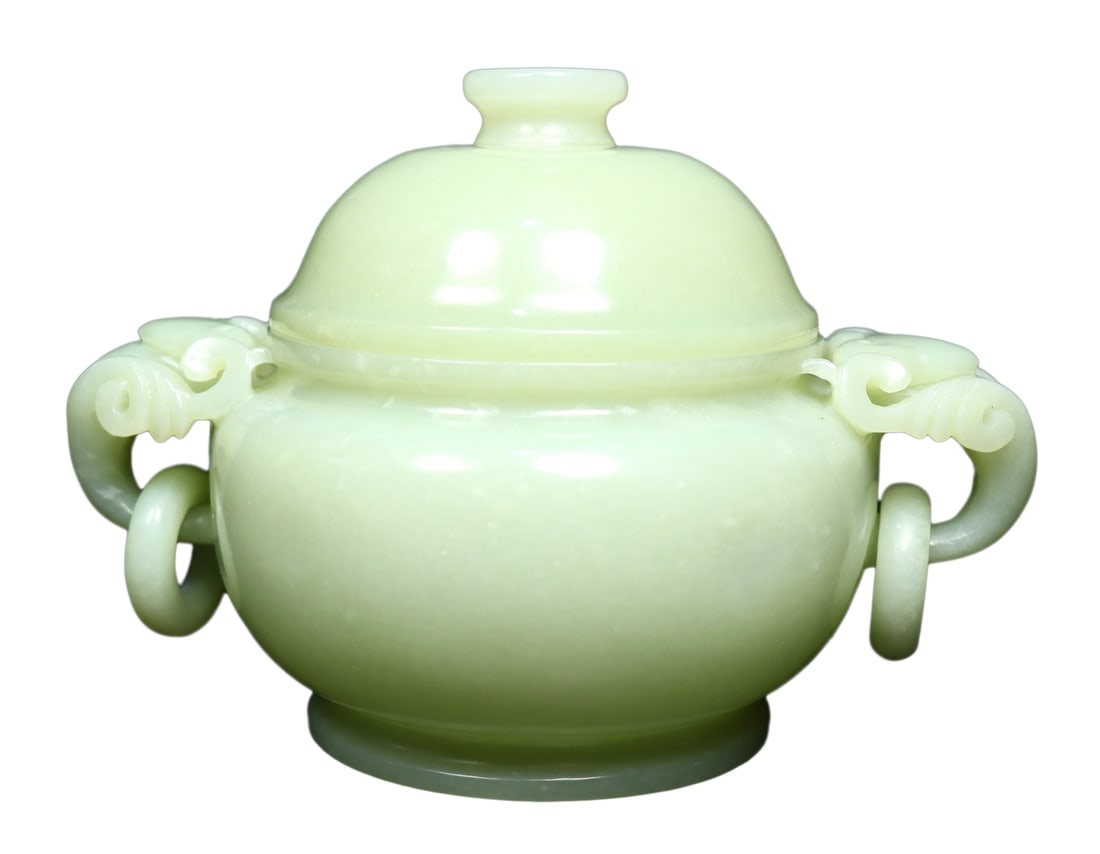 Superb Chinese Hetian Jade Carved Double Ear Incense Burner (1 of 10)