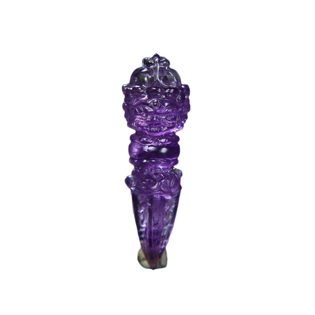 Beautiful Natural Amethyst Carved Pestle Xiangmo Statue: Beautiful Natural Amethyst Carved Pestle Xiangmo StatueDimension: 57 x 17 (mm) 2.24 x 0.67(inches)Weight 0.03 lbs/ 16g