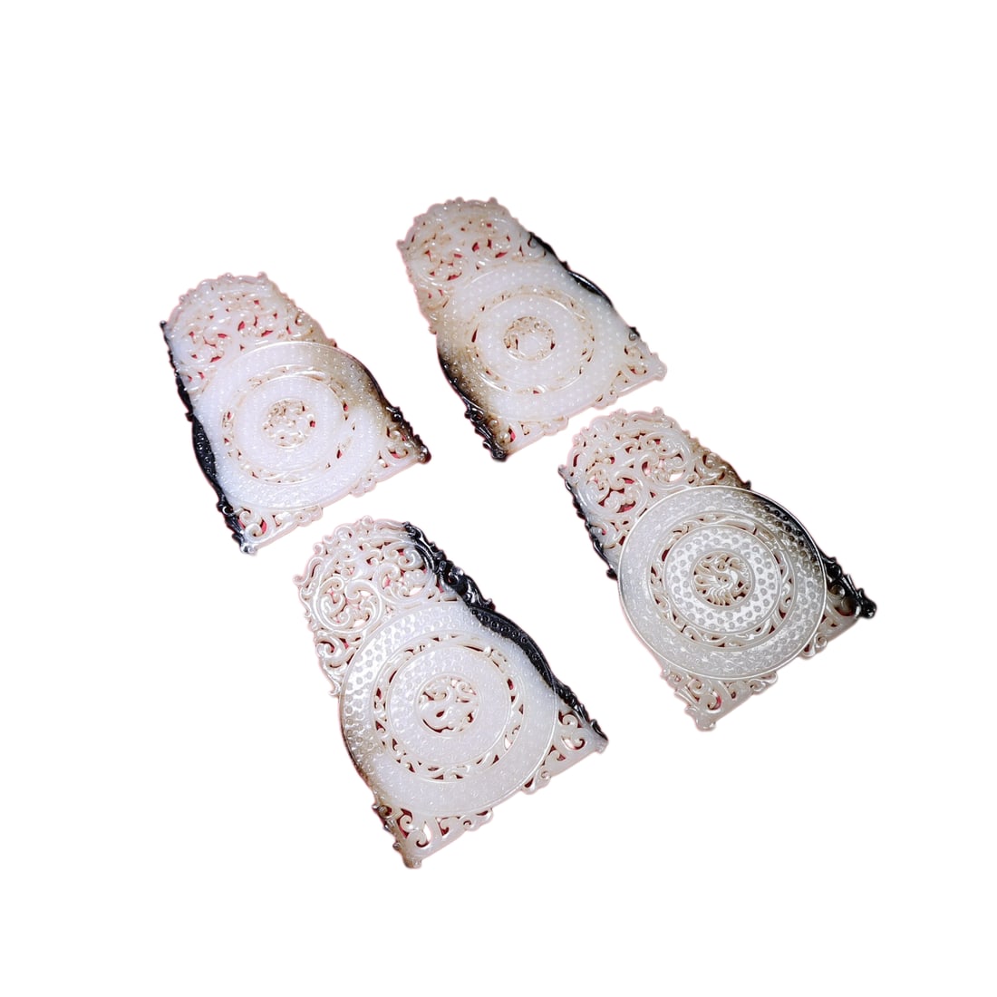 A Set Superb Chinese Hetian Jade Carved Four Divine Beast Jade Bi Statues: A Set Superb Chinese Hetian Jade Carved Four Divine Beast Jade Bi StatuesDimension: 148 x 98 x 5 (mm)5.83 x 3.86 x 0.20 (inches) Weight: 0.28 lbs/ 127 g