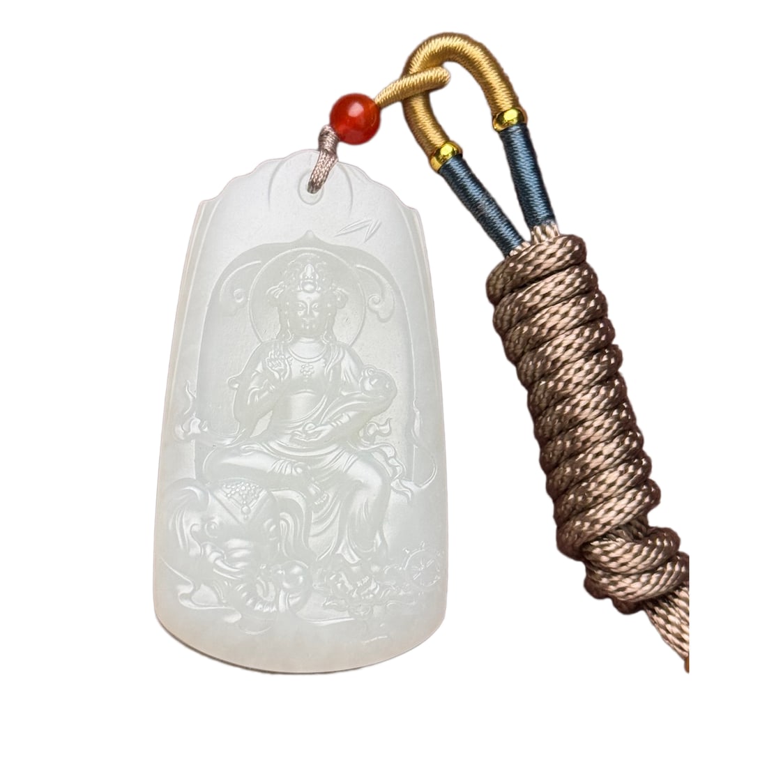 Superb Chinese Hetian Jade Carved Kwan-yin Pendant: Superb Chinese Hetian Jade Carved Kwan-yin PendantDimension: 61 x 33 x 13 (mm)2.40 x 1.30 x 0.51 (inches) Weight: 0.14 lbs/ 63 g