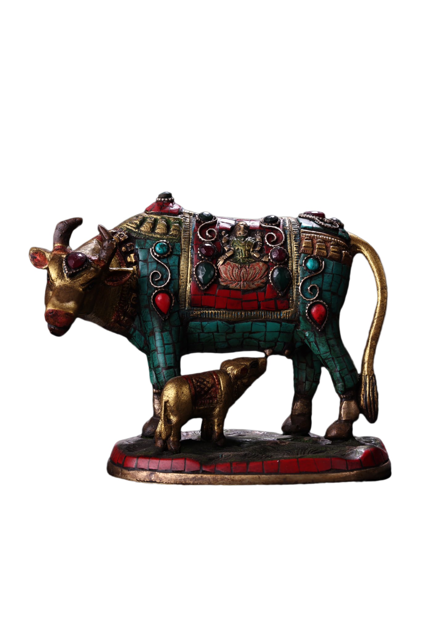 Tibetan Buddhism Gilt Gold Copper Inlay Turquoise & Gems Elephant Statue: Tibetan Buddhism Gilt Gold Copper Inlay Turquoise & Gems Elephant Statue Dimension: 170 x 130 (mm) 6.69 x 5.12 (inches) Weight: 3.31 lbs/ 1500 g