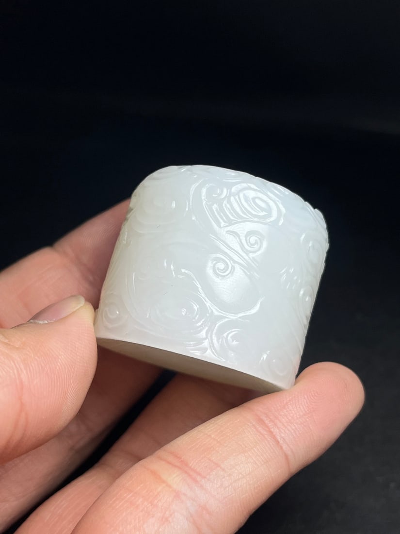 Chinese Hetian Jade Thumb Ring - 10